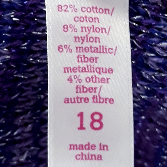 Justice Purple Sparkle Cable Knit Sweater - Girl's 18 - Picture 4 of 10